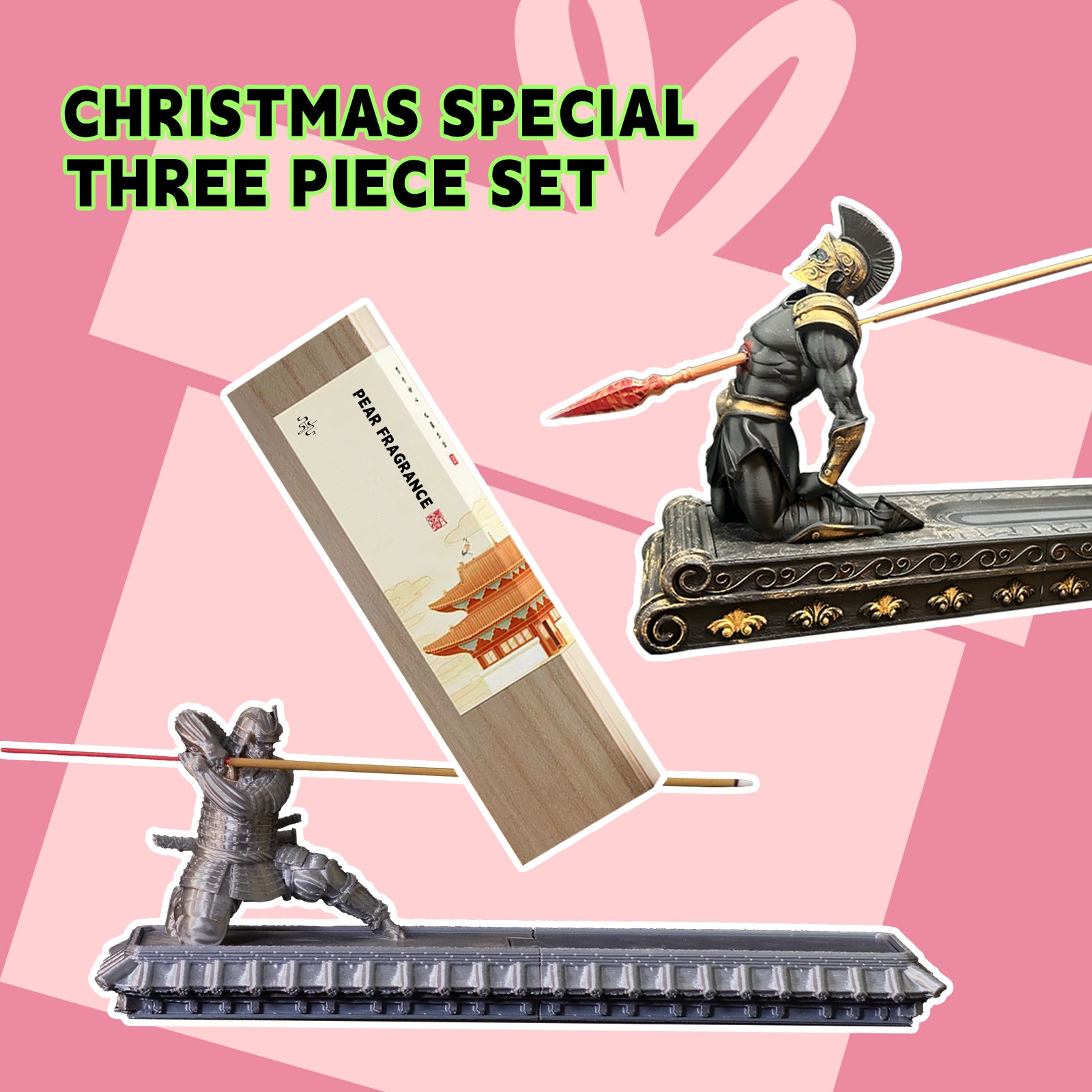 Christmas Gift Bundle-Samurai Incense Burner-Free Choice of Incense Flavor-Best Selling Incense Burner and Best Smelling Incense for the Most Special  of You