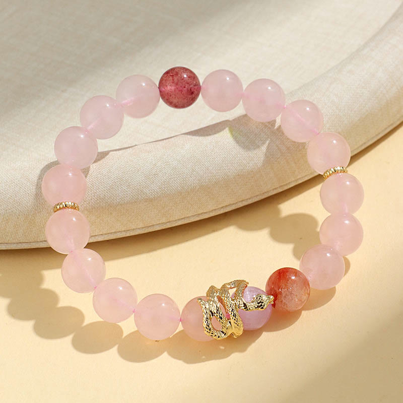 Shopzenma Various Crystal Rose Quartz Purple Phantom Year Of The Snake Passionate Generosity Bracelet