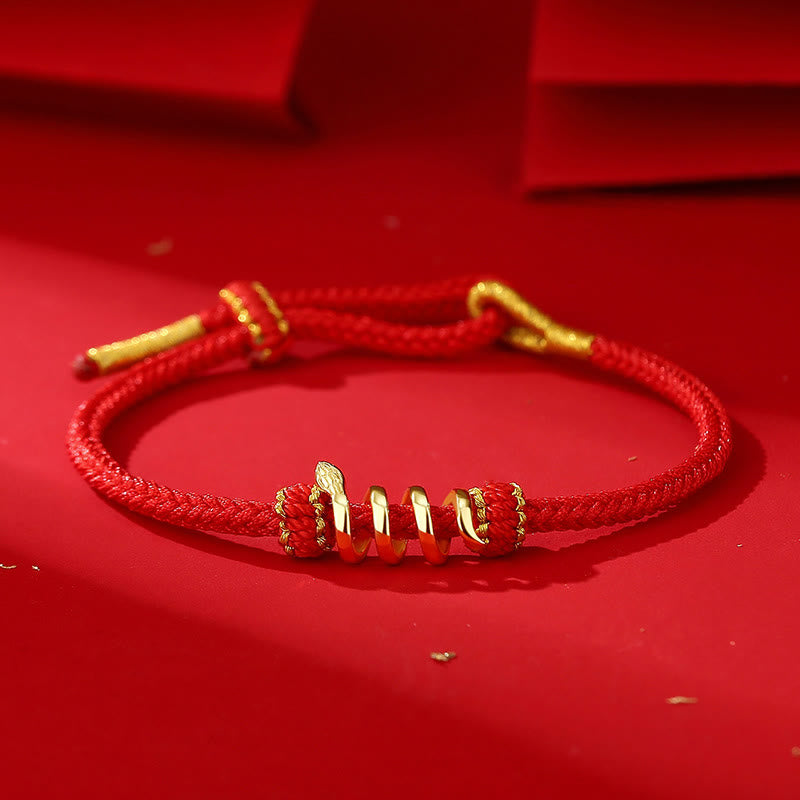 ShopZenMa 925 Sterling Silver Year Of Snake Red String Protection Braided Bracelet