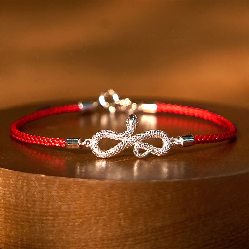 ShopZenMa 999 Sterling Silver Year Of Snake Red String Protection Braided Bracelet