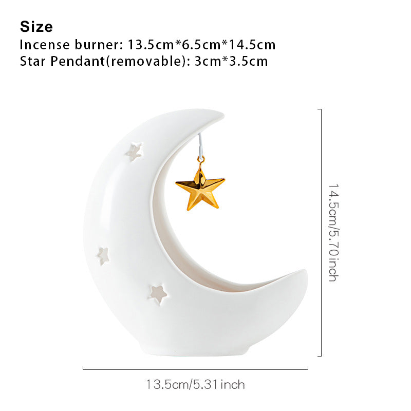 Star and Moon Ceramic Incense Burner Fragrance Burner Crafts Home Decoration