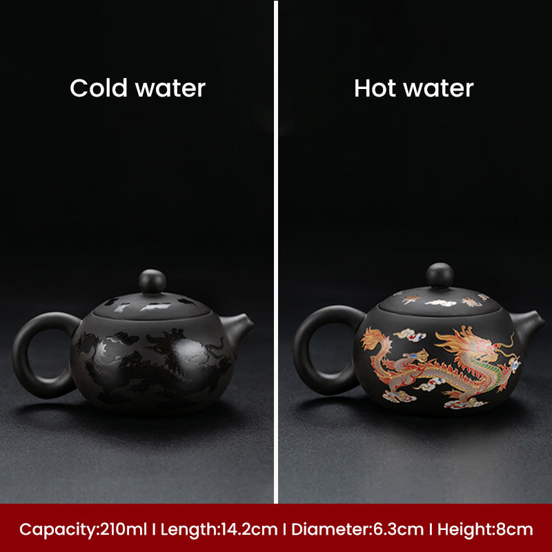 Handmade Zisha Dragon & Phoenix Teapot – Heat-Activated Color Change