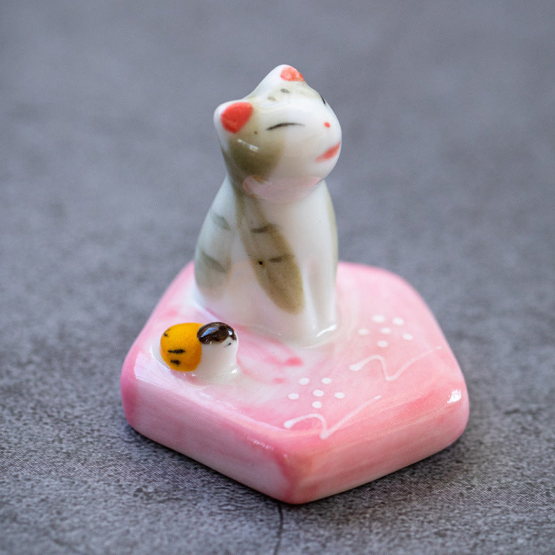 Cute ceramic mini kitten incense holder£¬ line incense cone incense stick incense£¬ universal aromatherapy tower incense holder