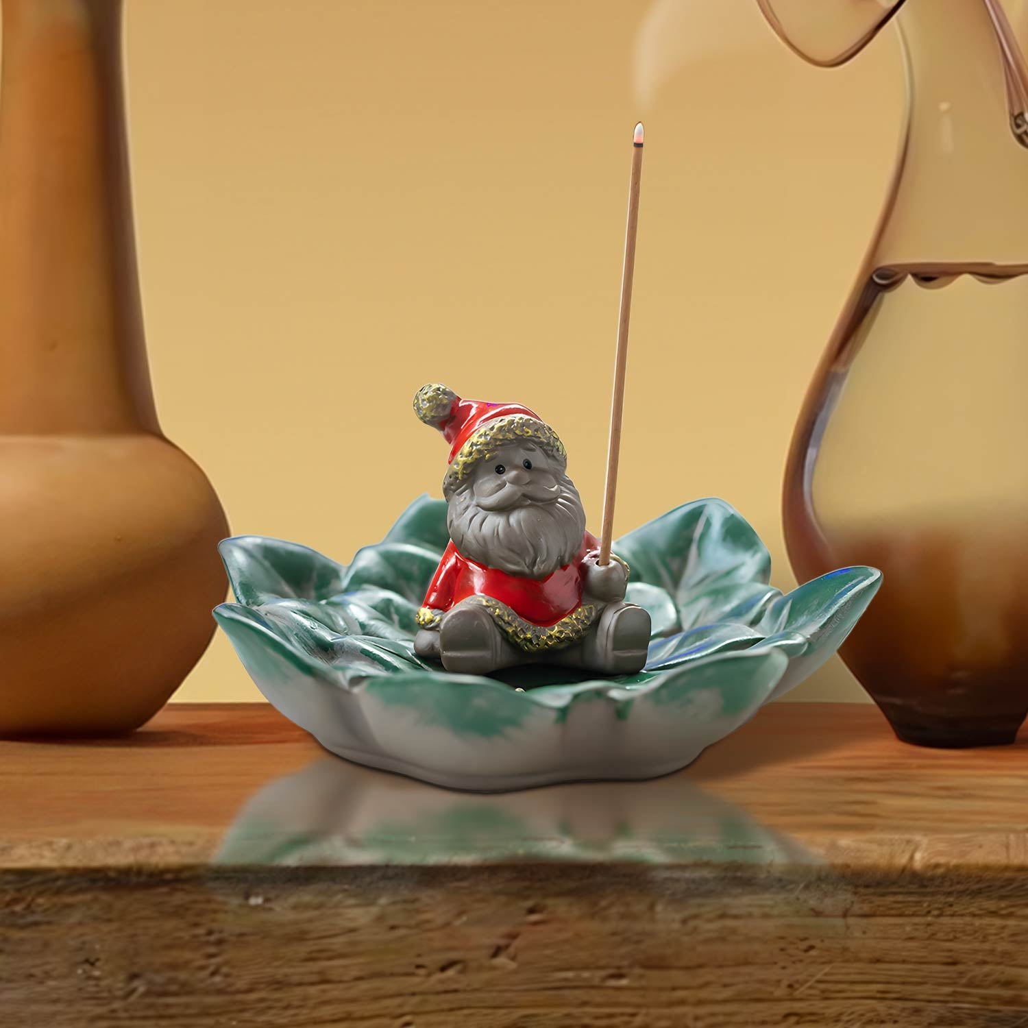 Ceramic Santa Claus Incense Holder, Use With Sticks Incense, Perfect For Home Holiday Decor