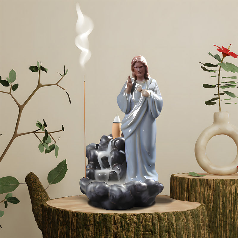 Jesus Christ Backflow Incense Burner, Ceramic Statue Virgin Mary Incense Holder, Cone Incense and Incense Stick both available