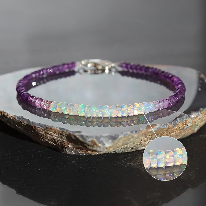 Opal bracelet, Amethyst bracelet with opal