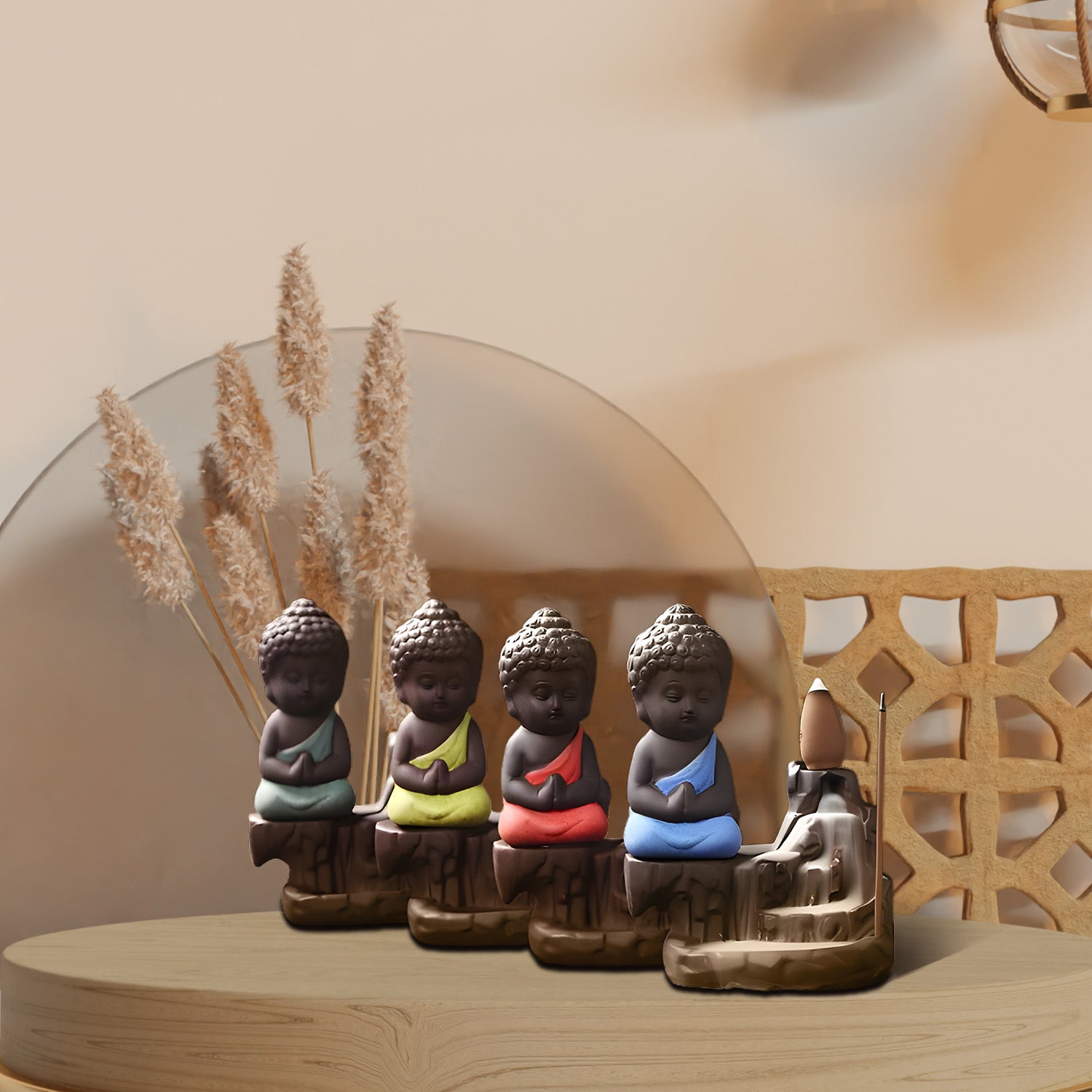 ZENMA Incense Burner, Ceramic Small Buddha Backflow Design, Suitable for Home, Hotel, Office, and Bedroom