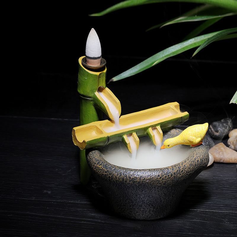 Bamboo Backflow Incense Burner - Getting Better With Each Passing Day - On The Up and Up - Free 60 Capsules of Incense Cones