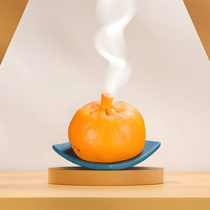 Tangerine-Shaped Incense Burner, Ceramic Coils Holder for Sandalwood, Ideal for Creative Home Decor