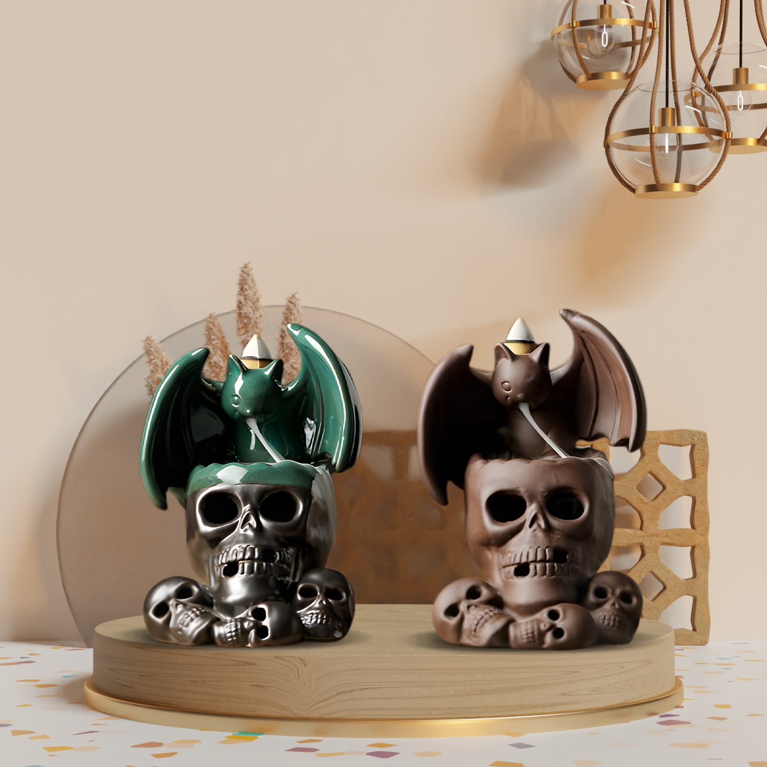 Skull Bat Cones Incense Burner