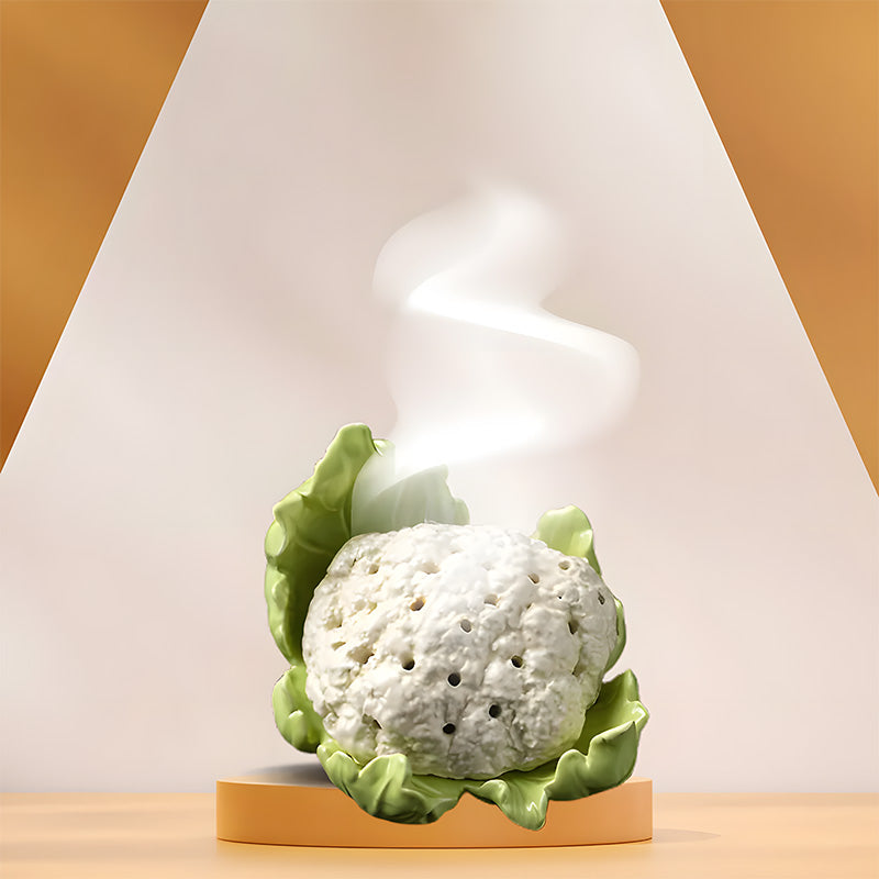 Cauliflower Incense Holder, Creative Ceramic Fruit Style, Perfect for Bedroom or Restaurant Use