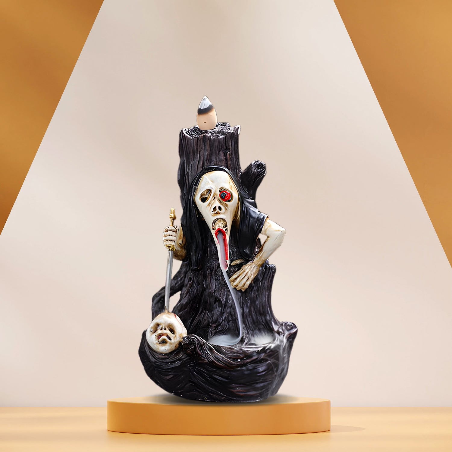 ZENMA Halloween Ghosts for Trees Incense Holder, Backflow Burner with Sandalwood Cones for Halloween Holiday Theme Decor