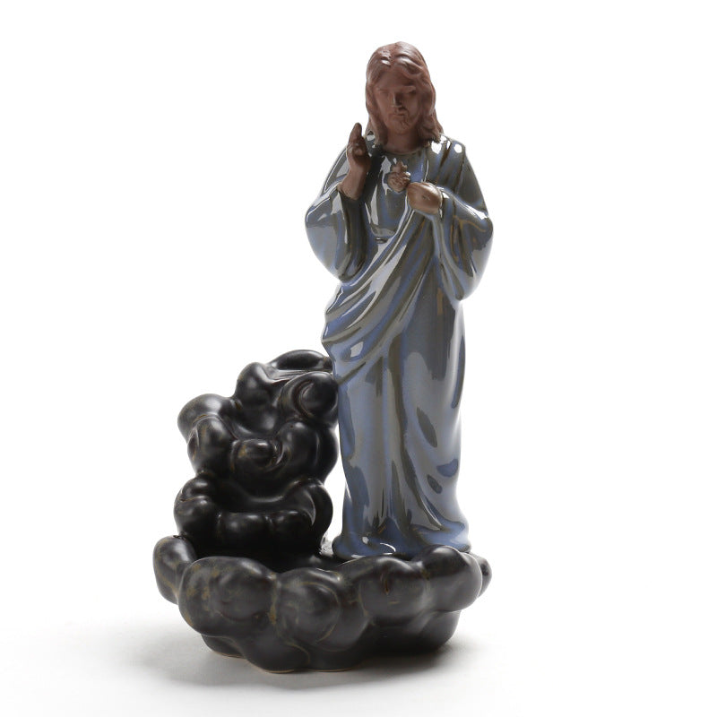 Jesus Christ Backflow Incense Burner, Ceramic Statue Virgin Mary Incense Holder, Cone Incense and Incense Stick both available