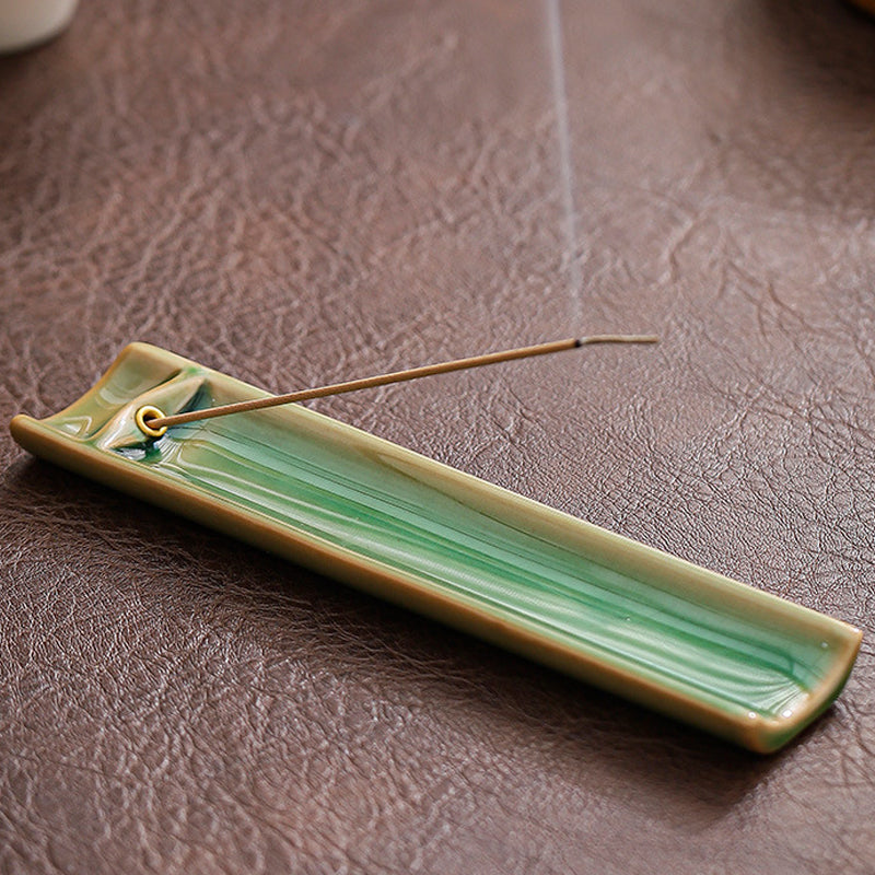 Zen Ceramic Bamboo Threaded Incense Holder