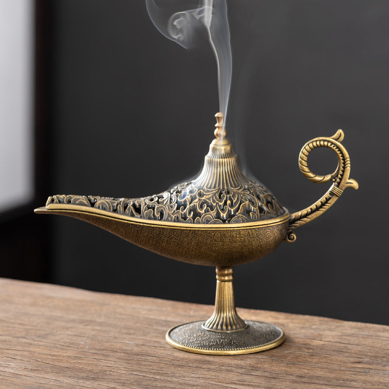 Aladdin Lamp Incense Burner Alloy Disk Incense Burner Non-Stick Powder Incense Sandalwood Goose Pear Tent Incense