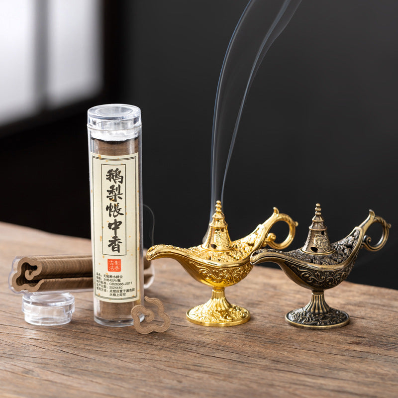 Aladdin Lamp Incense Burner Alloy Disk Incense Burner Non-Stick Powder Incense Sandalwood Goose Pear Tent Incense