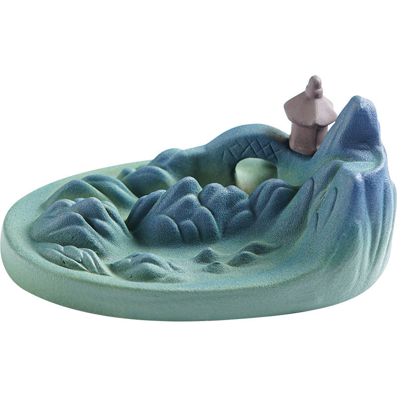 Mountain And Flowing-Ceramic Backflow Incense Burner Household & Indoor