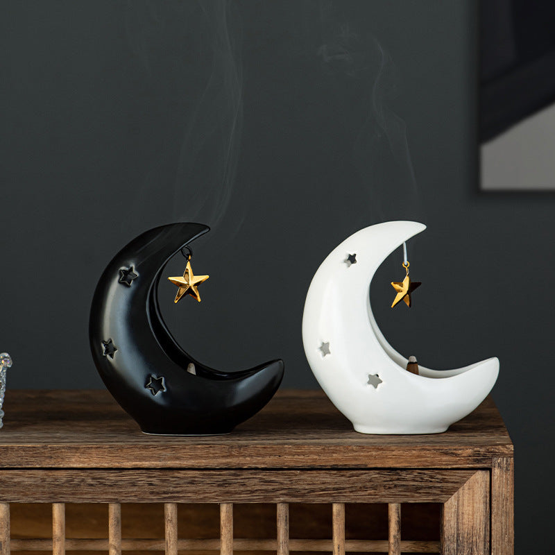 Star and Moon Ceramic Incense Burner Fragrance Burner Crafts Home Decoration