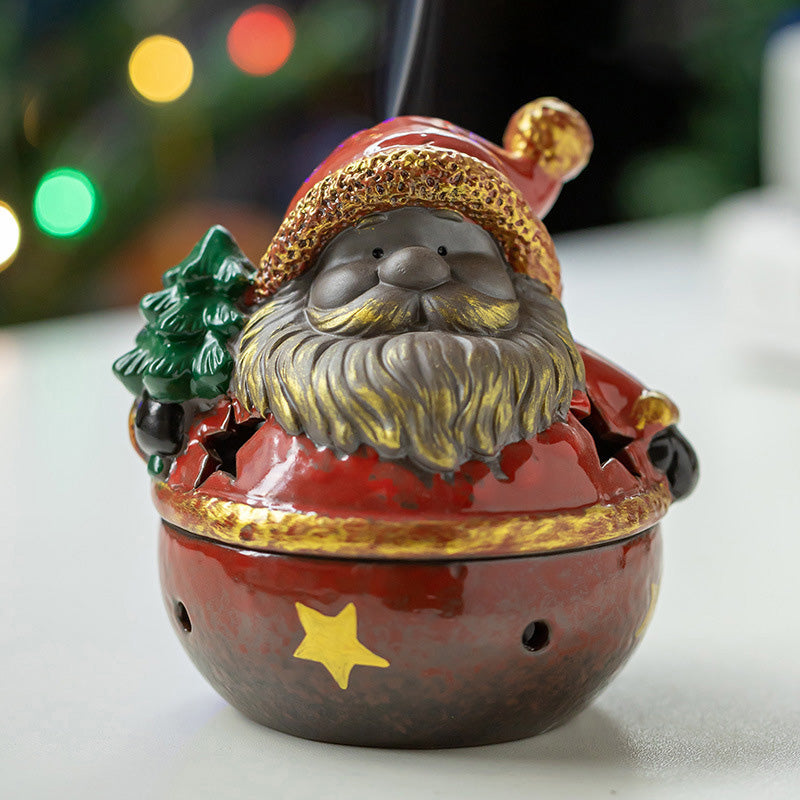 Santa Incense Burner Home Bathroom Ceramic Crafts Christmas Snowman Incense Burner