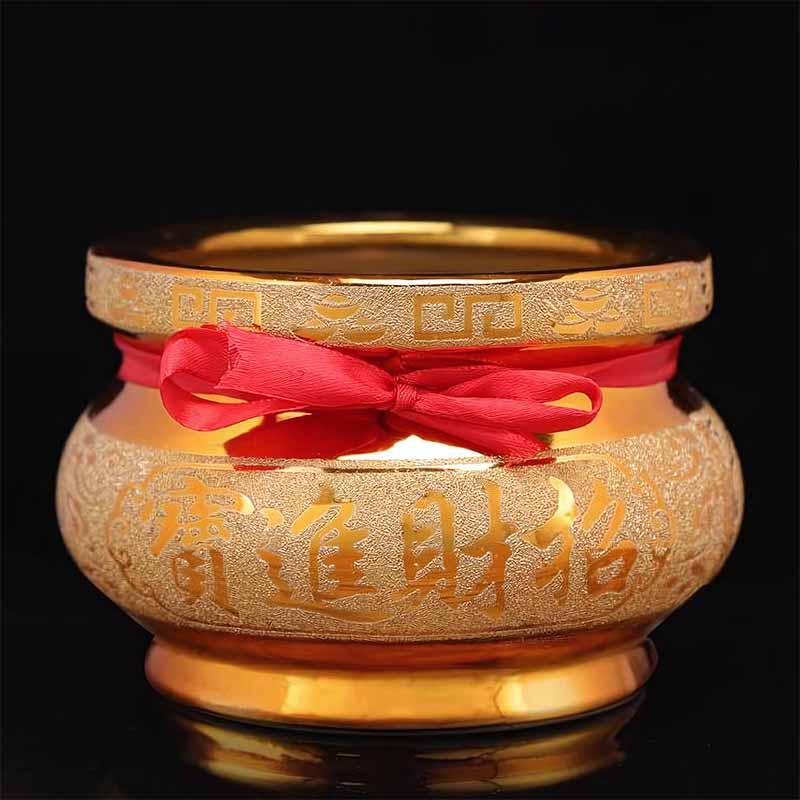 Treasure Bowl Household Ceramic Incense Burner-Inviting Wealth and Treasure