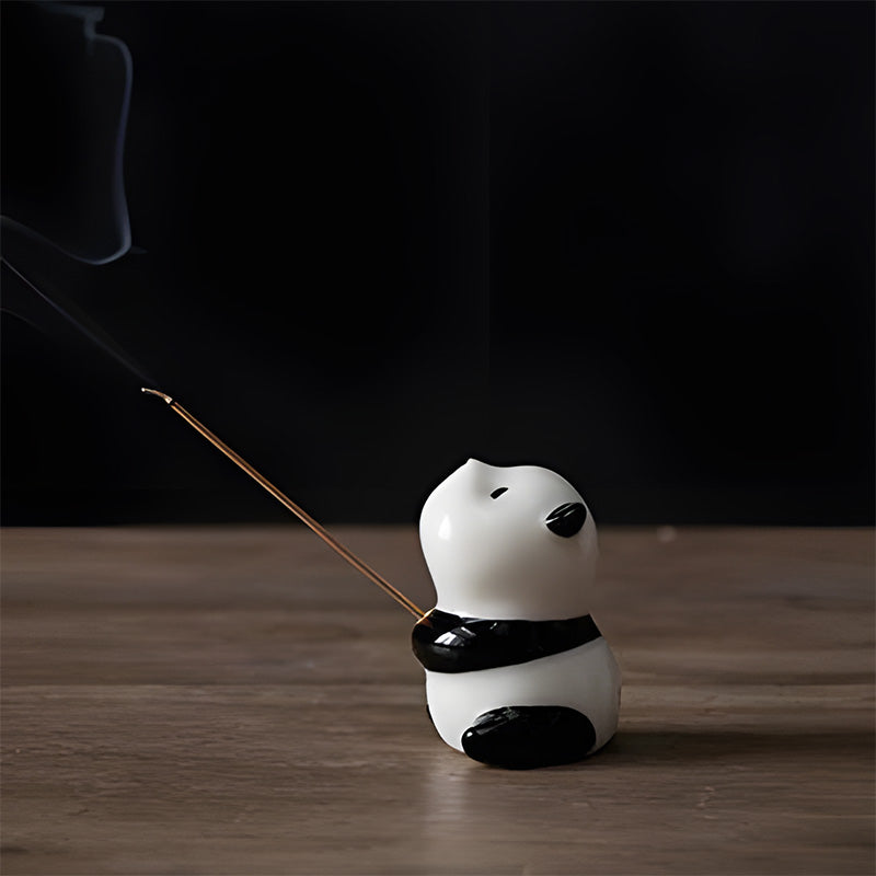 Panda's Incense Holder in Ceramic, Sandalwood Compatible, Perfect for Hotel and Office Use