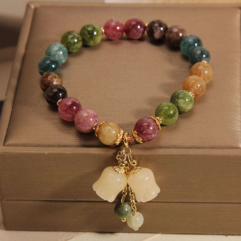 Colorful Tourmaline Lily of the valley Bracelet-Happiness Resides Forever