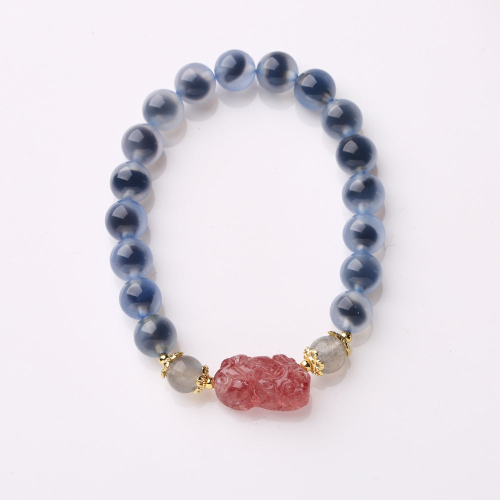 Multi-style Natural Blue Agate Bracelet-Good Luck，Promotion and Salary Increase