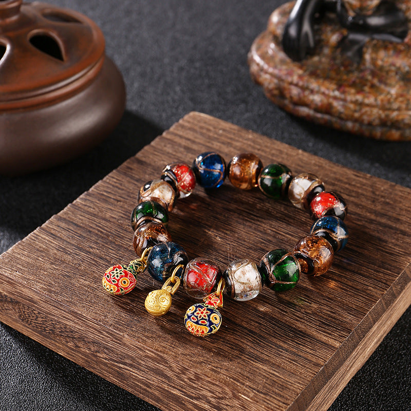 Antique Colorful Glaze Strings Bracelet, Your Guardian Of Wealth, Love And Career