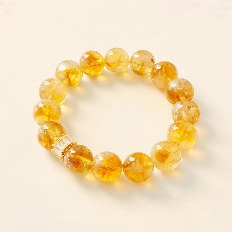 Citrine Crystal Bracelet-Cinnabar Crystal Bracelet-Good Luck and Fortune Stone