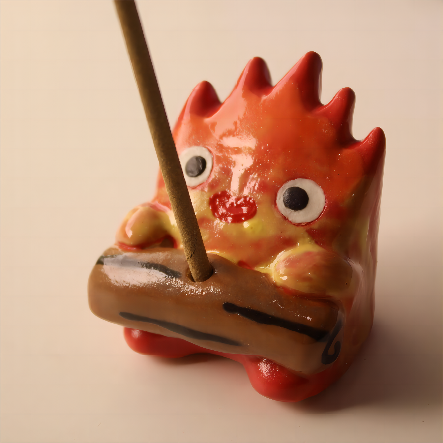 Calcifer incense stick original ceramic handmade thread incense holder base cute birthday gift