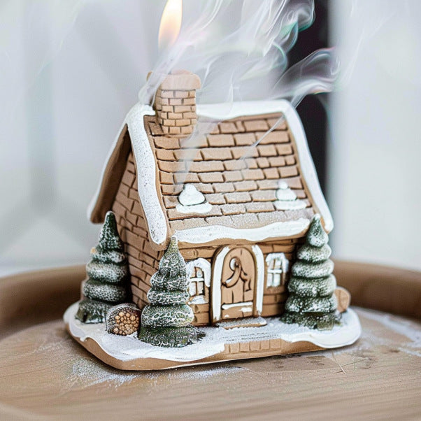 Holiday Resin Incense Holder, Sandalwood Chimney Cottage for Bedroom and Office Aromatherapy