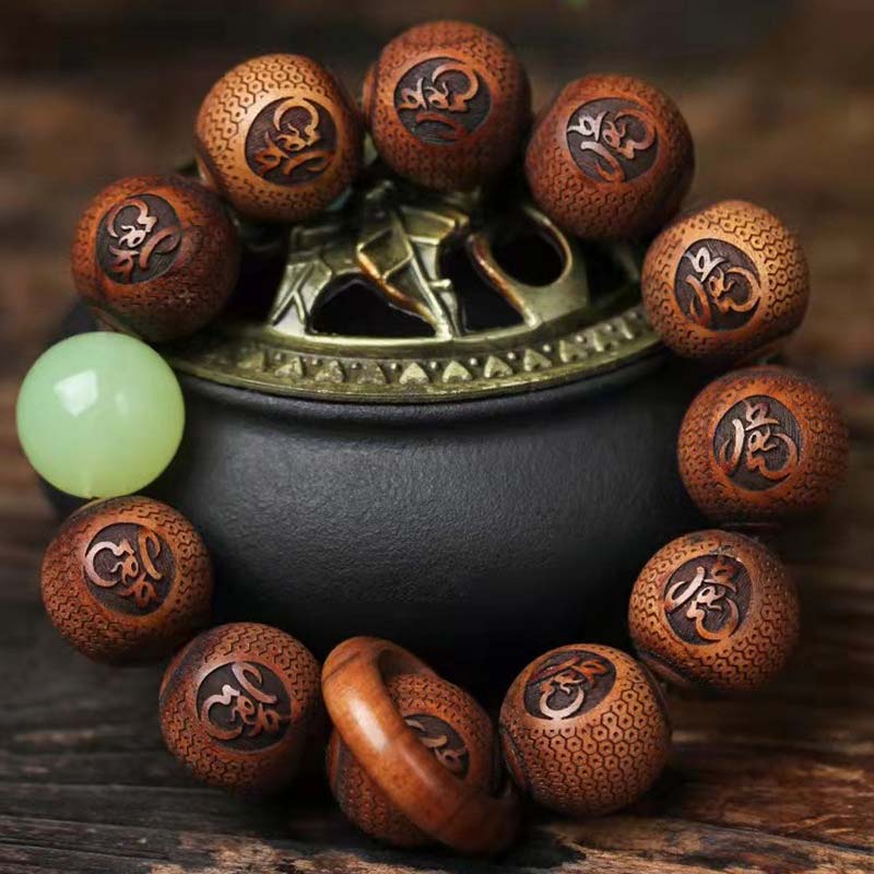 ShopZenMa Tibetan Rosewood Engraving Tiger Protection Bracelet