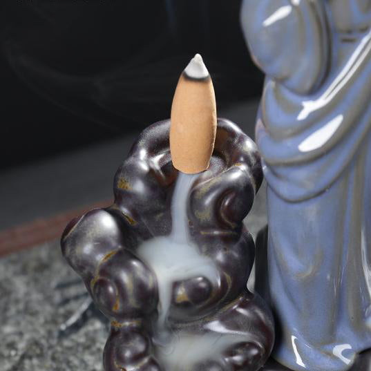 Jesus Christ Backflow Incense Burner, Ceramic Statue Virgin