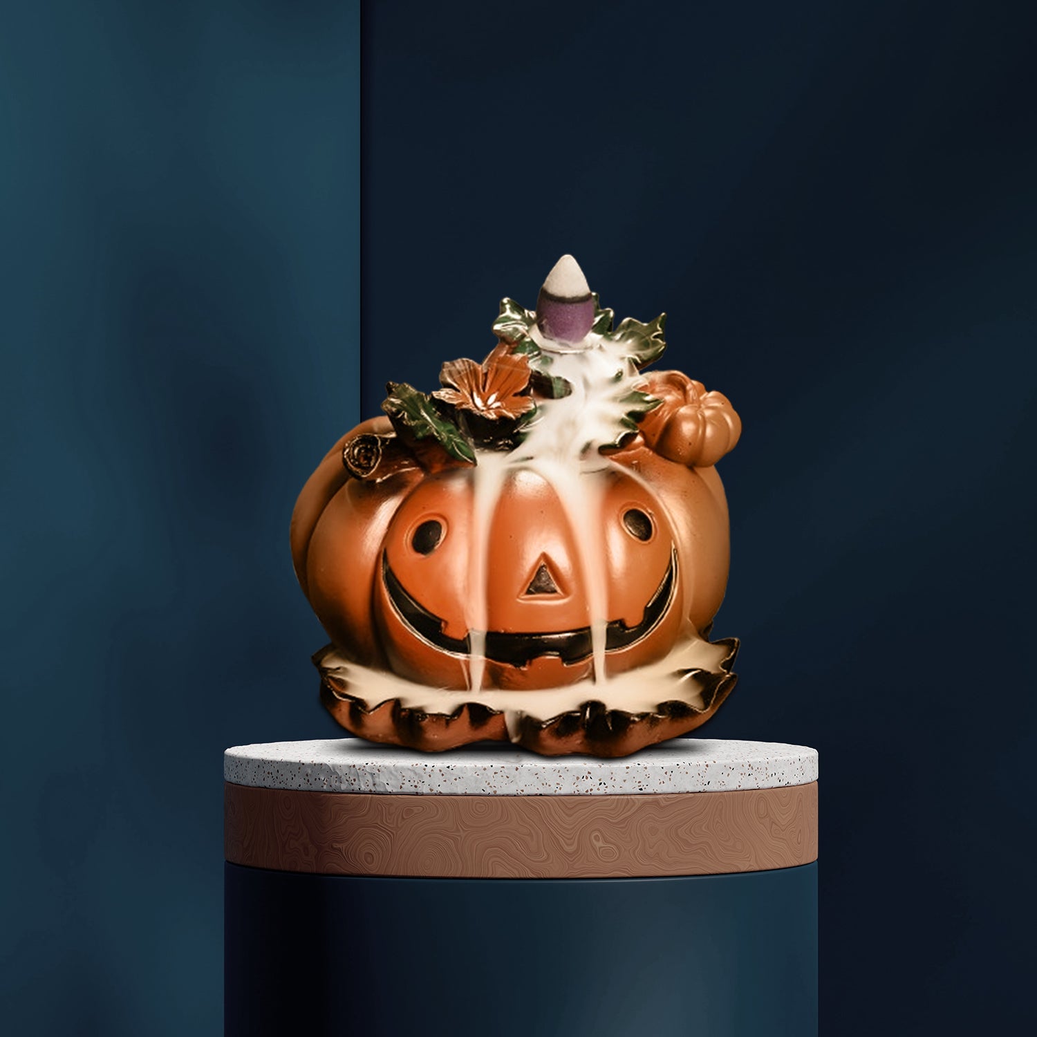 ZENMA Pumpkin Resin Incense Holder, Backflow Cone Burner for Sandalwood, Excellent for Festive Home Fragrance