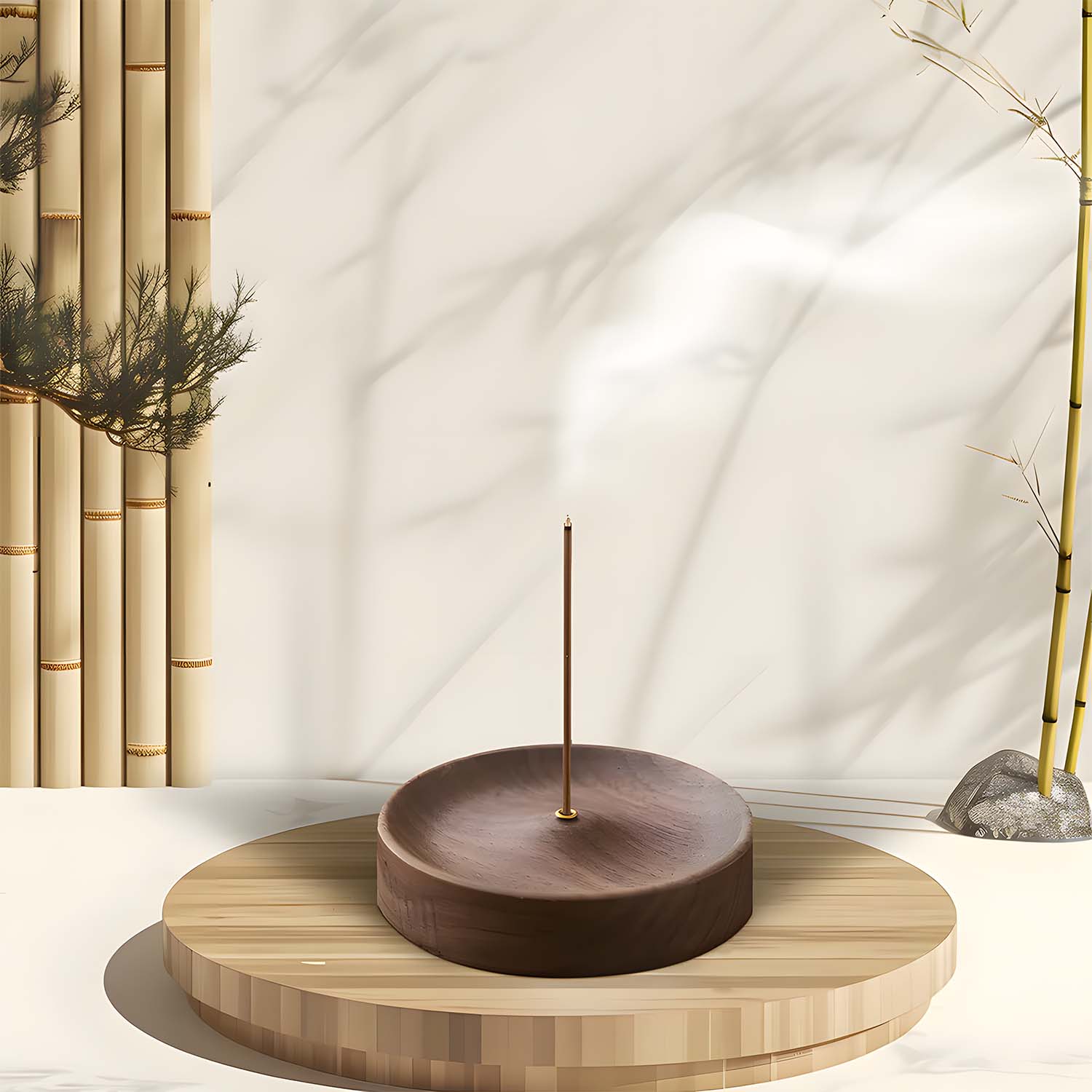 Light Luxury Round Wooden Incense Holder, Perfect For Home Or Hotel Use With Stick Incense