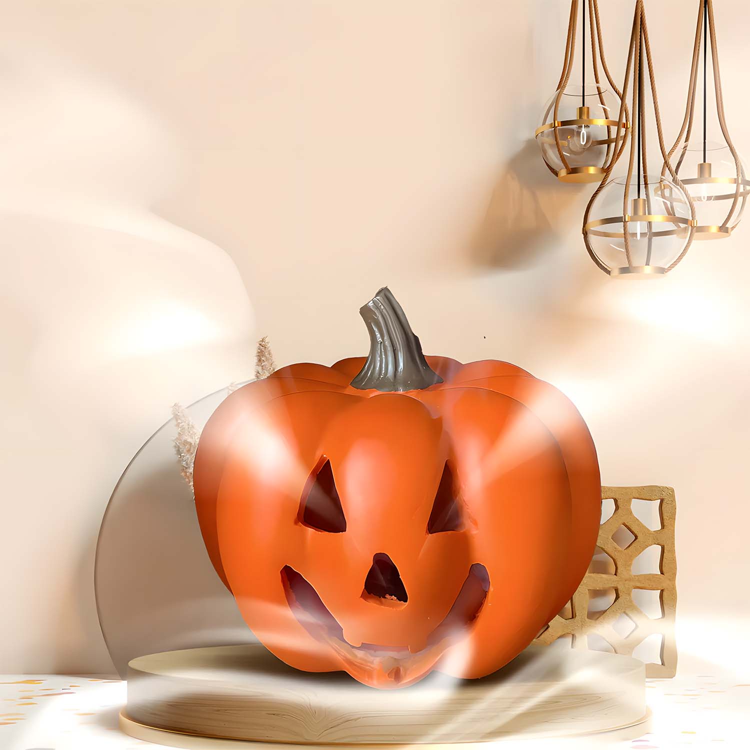 Resin Halloween Pumpkin Head Incense Burner, Sandalwood Holder for Holiday Party Use