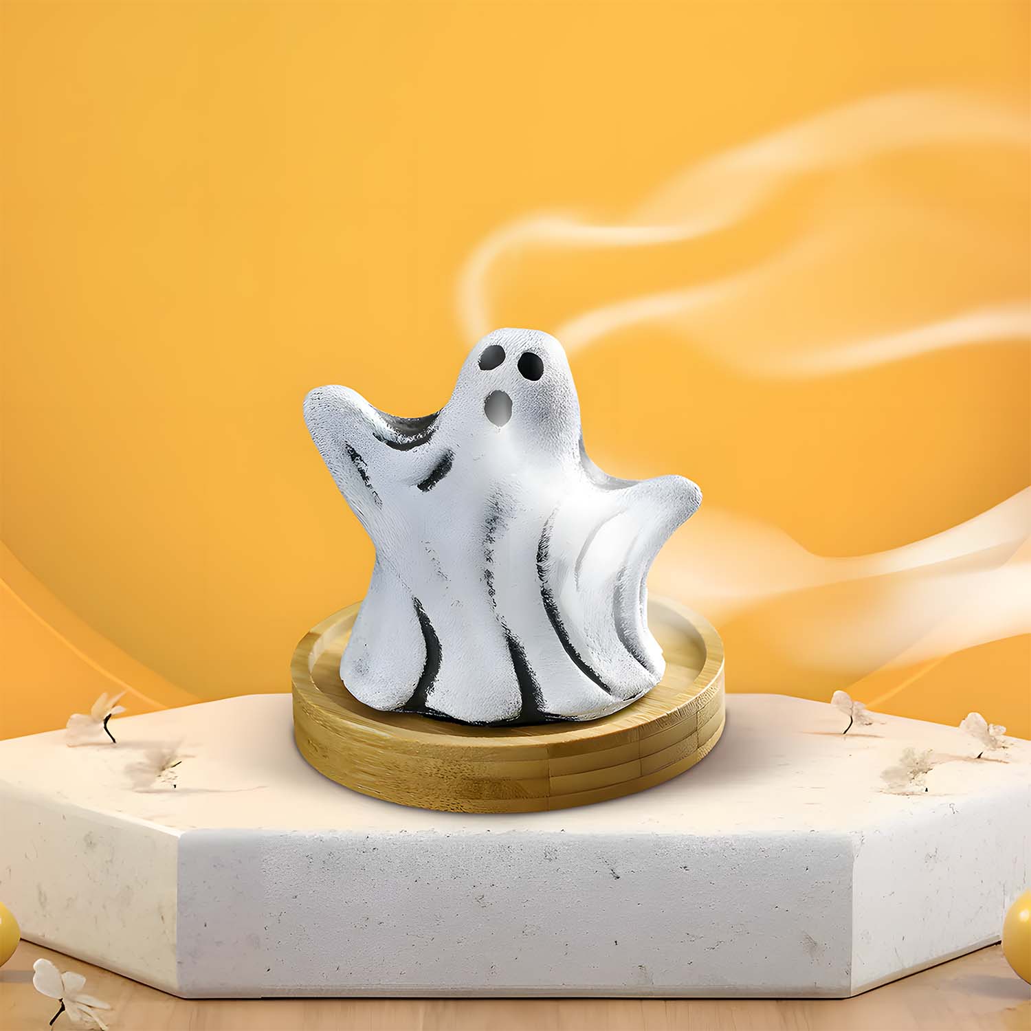 Halloween Scary Ghost Incense Holder, Resin Burner with Sandalwood for Horror-Themed Celebrations