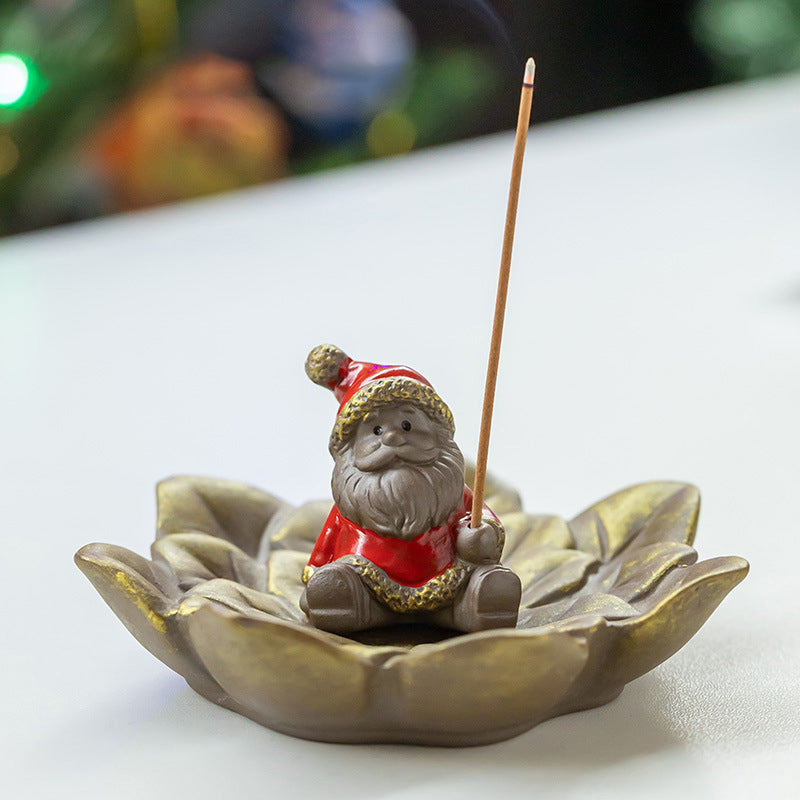 Ceramic Santa Claus Incense Holder, Use With Sticks Incense, Perfect For Home Holiday Decor