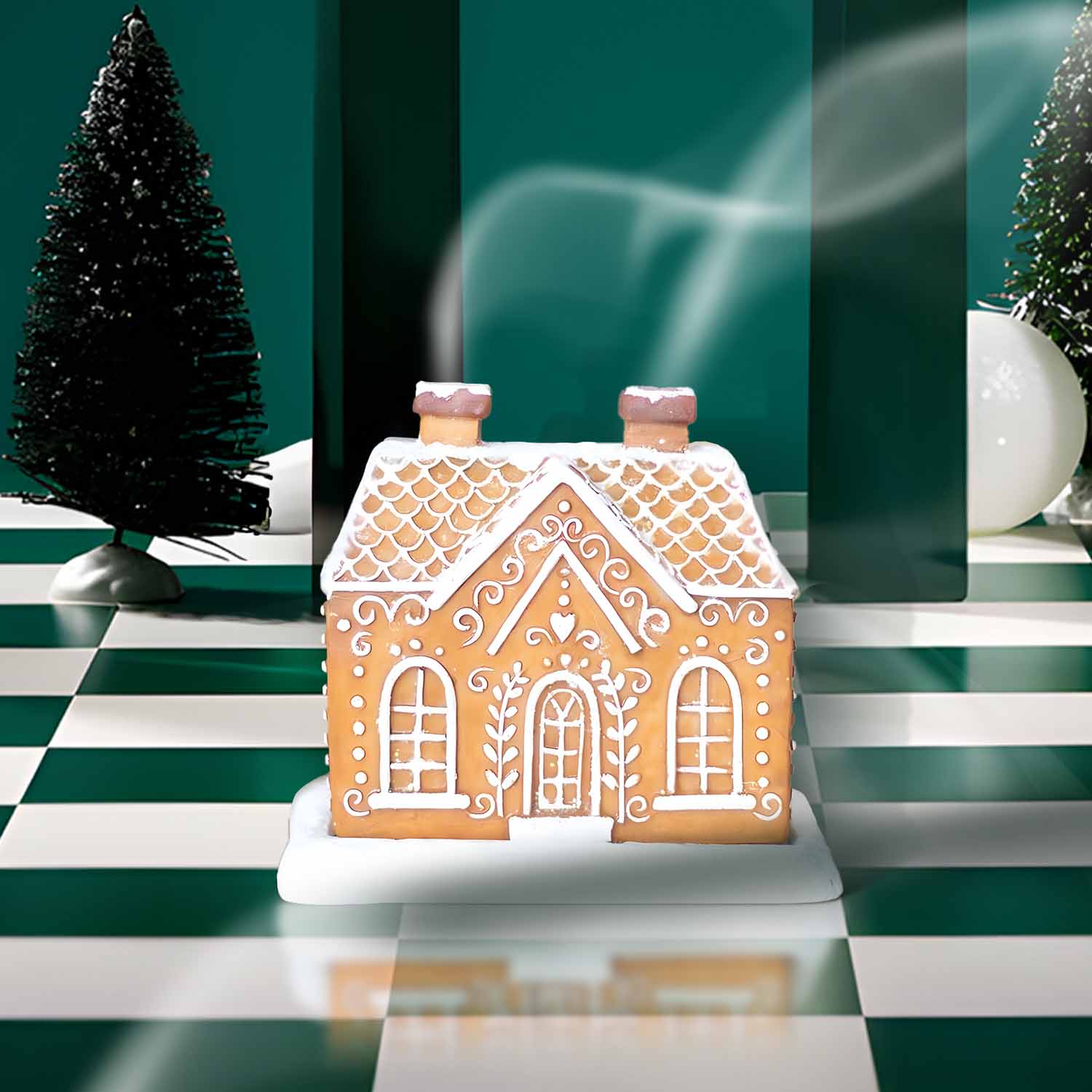 Gingerbread House Cone Burner, Resin Incense Burner For Holiday Decor, Use With Cone Incense