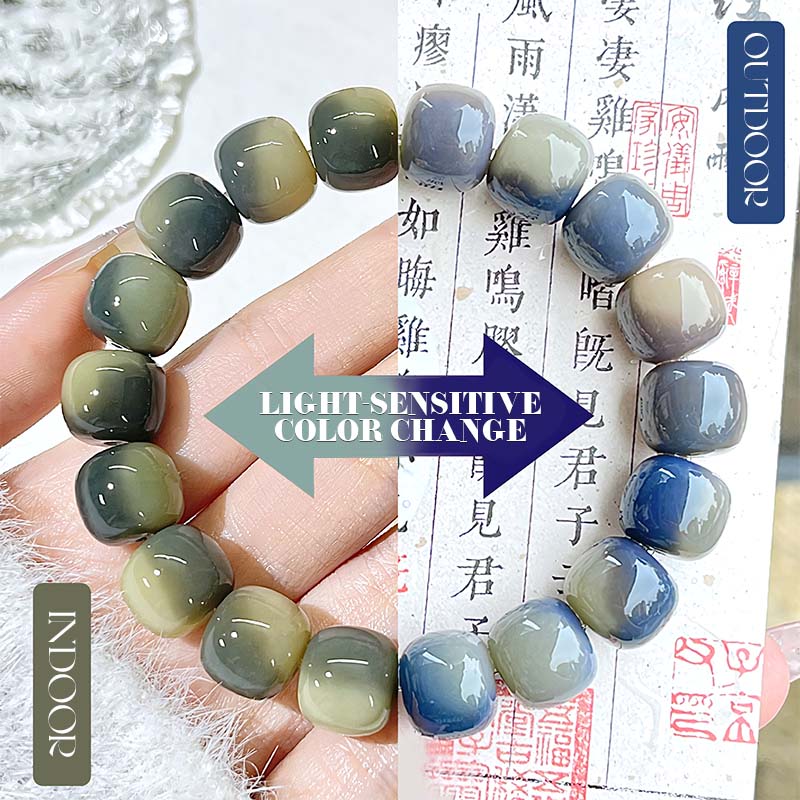 Light-Sensitive Color Change-White Jade Bodhi Bracelet-Relaxation of Body and Mind