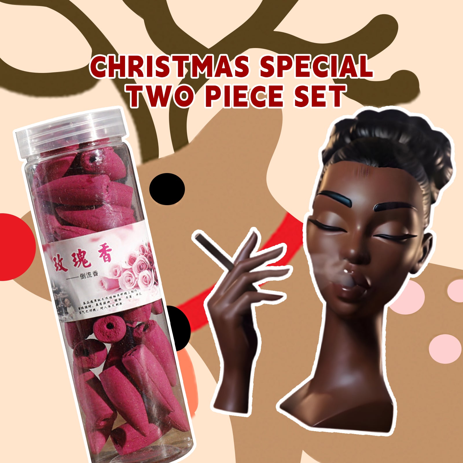 Christmas Gift Bundle-Smoking Lady-Free Choice of Incense Burner Style and Incense Flavor-Best Selling Incense Burner and Best Smelling Incense for the Most Special  of You