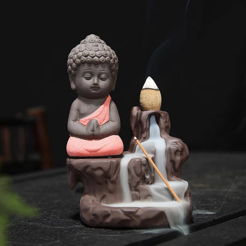 ZENMA Incense Burner, Ceramic Small Buddha Backflow Design, Suitable for Home, Hotel, Office, and Bedroom