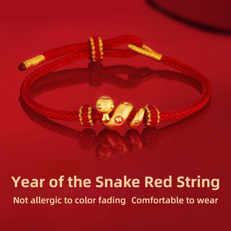 ShopZenMa Year of the Snake Couple Red S999 Silver Hand Rope - Good Fortune and Good Health