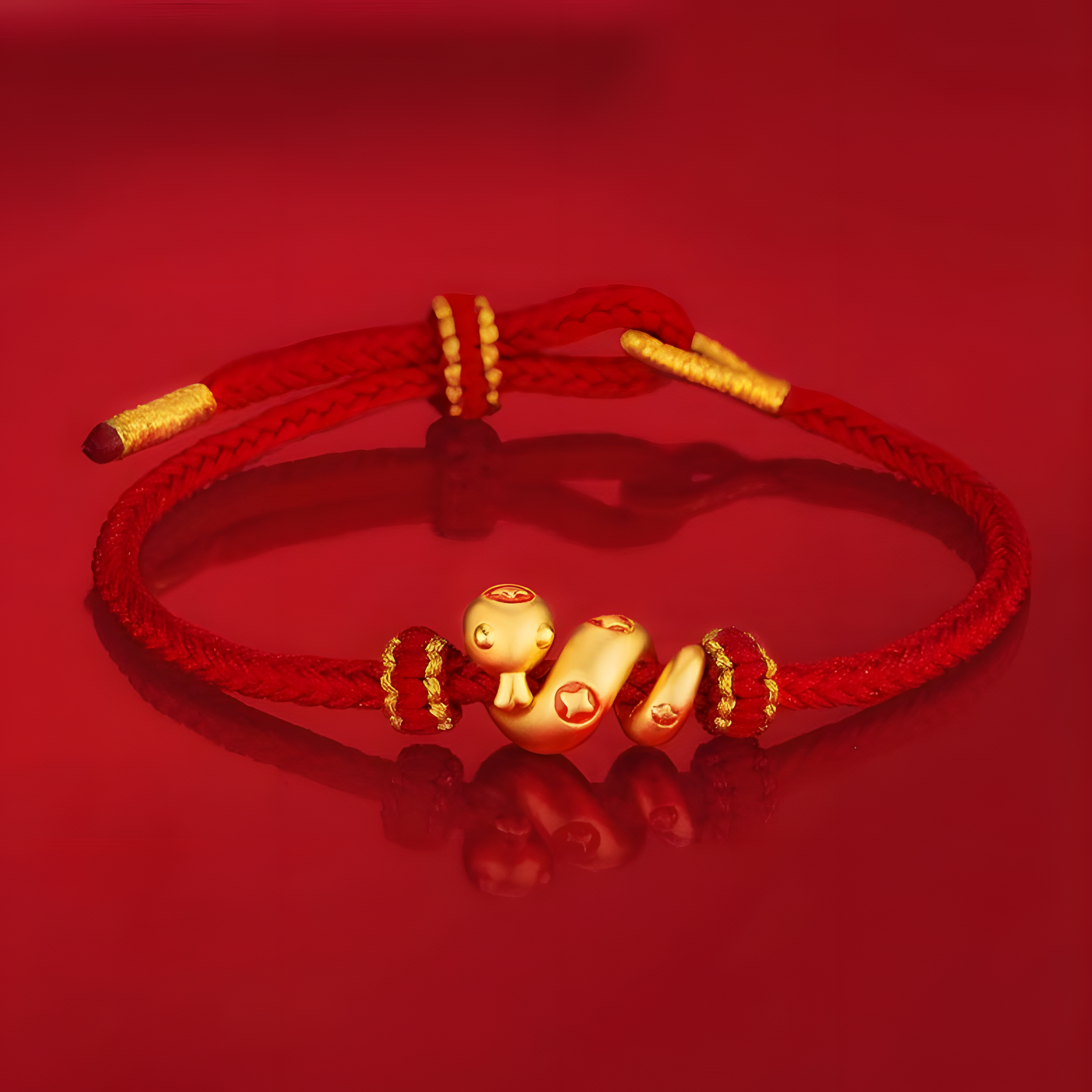 ShopZenMa Year of the Snake Couple Red S999 Silver Hand Rope - Good Fortune and Good Health