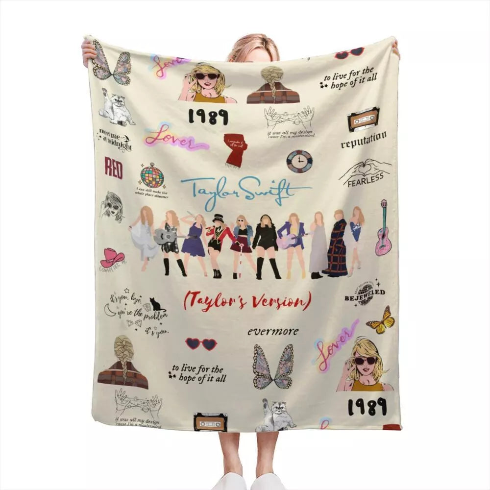 Hot Swift Taylor The eras Tour Throw Taylor Blanket Flange Fleece Blanket Soft